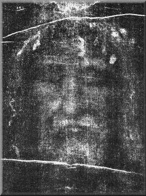 The reverse image of the face in The Shroud of Turin